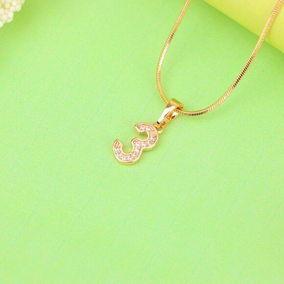 "Rose Gold Number 3 Pendant with Crystals – 18K Gold Plated Charm, XPPT1343 - Picture 10 of 13